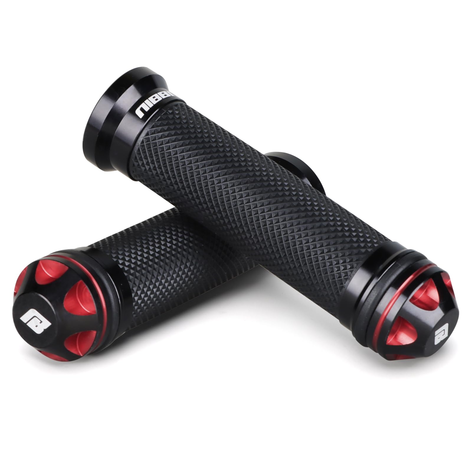 NIBBI Motorcycle Hand Grips, Racing CNC Aluminum & Soft Rubber Handlebar,7/8" Handle Grips for ATV GY6 Scooter