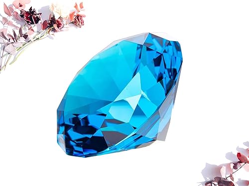 Miniatura 1 de CLICK2GO Pisapapeles de cristal turquesa con forma de diamante de 4 pulgadas  3.937 in, decoración de oficina en casa y regalo del día de San
