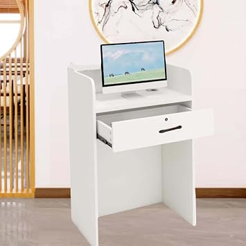 LED Reception Desk with Drawer Cashier Cabinet for Office Boutique Store - Stylish Small Reception Furniture Solution