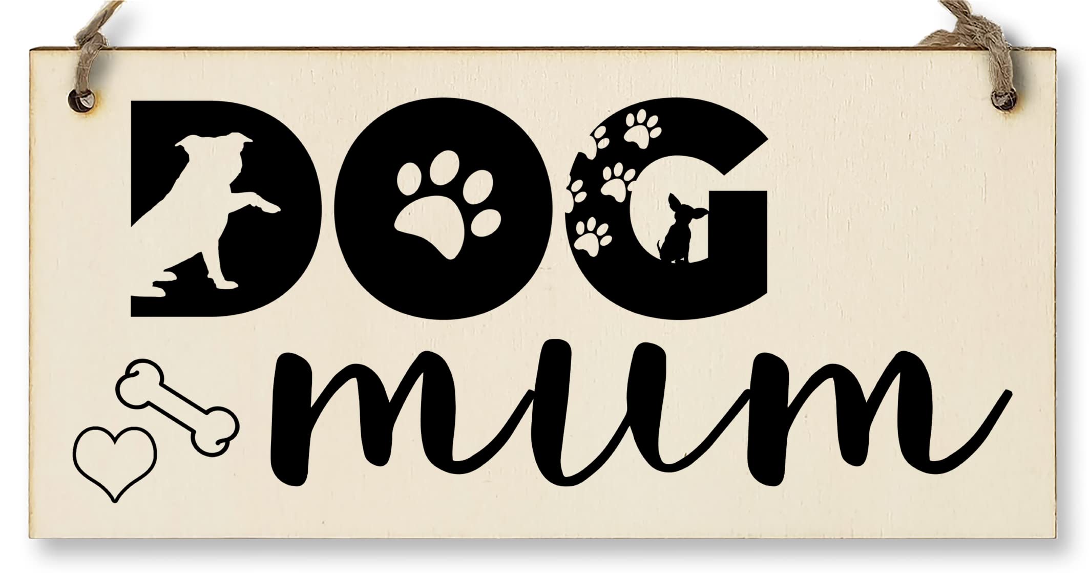Targa Da Parete In Legno 'Dog Mum' – Regalo Divertente Fatto A Mano Per La Festa Della Mamma Amante Dei Cani