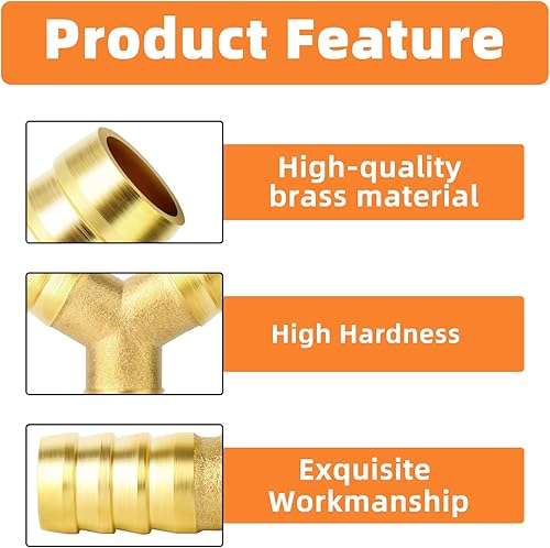 Miniatura 51 de GASHER 2 piezas de latón manguera de púas de manguera, accesorio de manguera de 3 vías (3/4 pulgadas x 3/4 pulgadas x 3/4 pulgadas x 3/4 pulgadas)