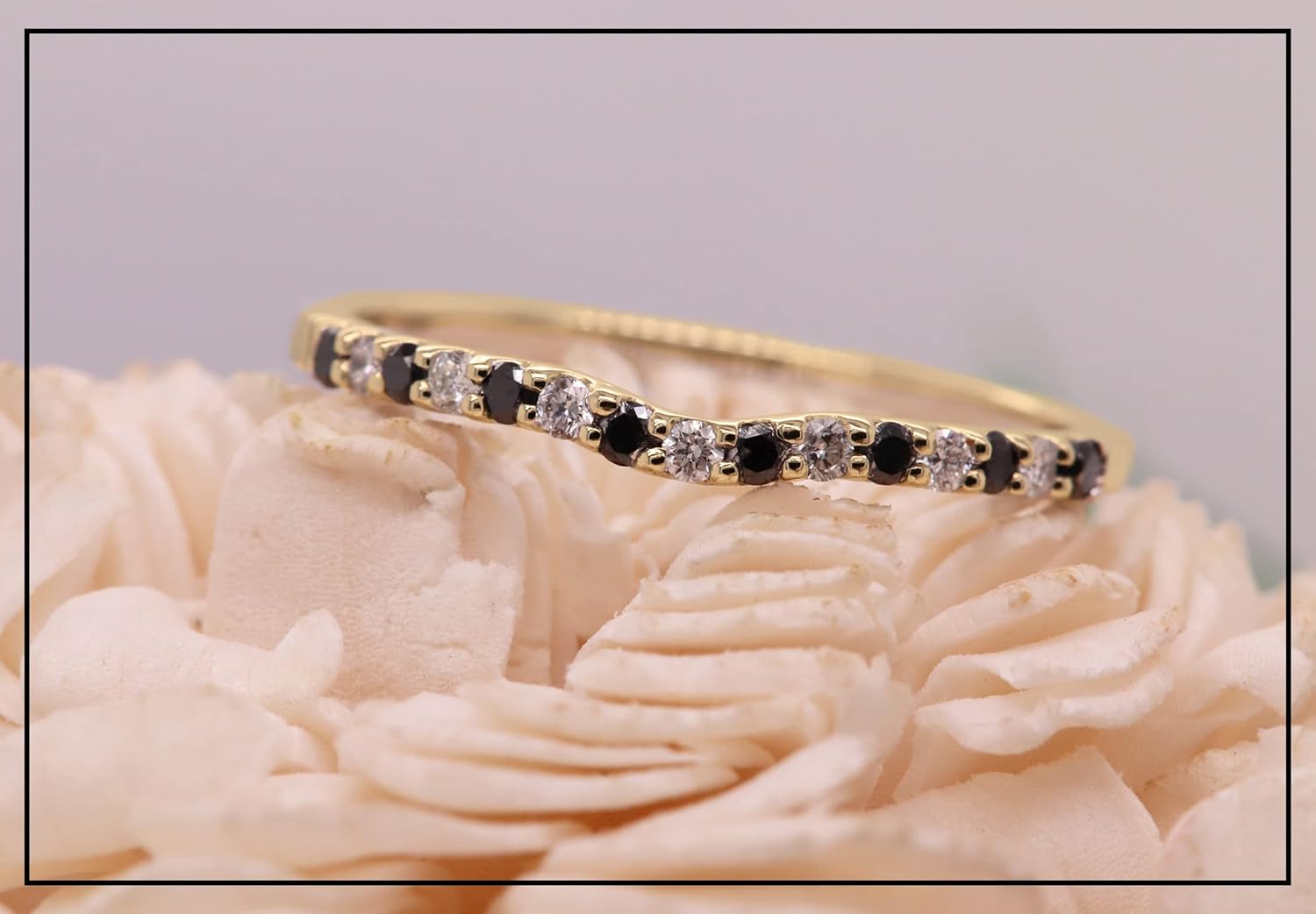 Dazzlingrock Collection 0.25 ctw Round Black & White Diamond Anniversary Band for Women in Solid Gold
