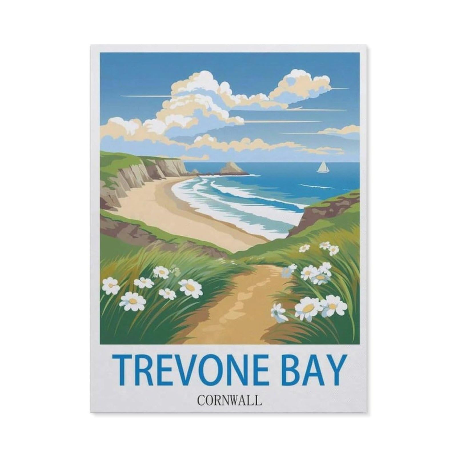 BEAYODKP 5D DIY Diamond Painting，Trevone Bay Cornwall（30 x 40 cm）