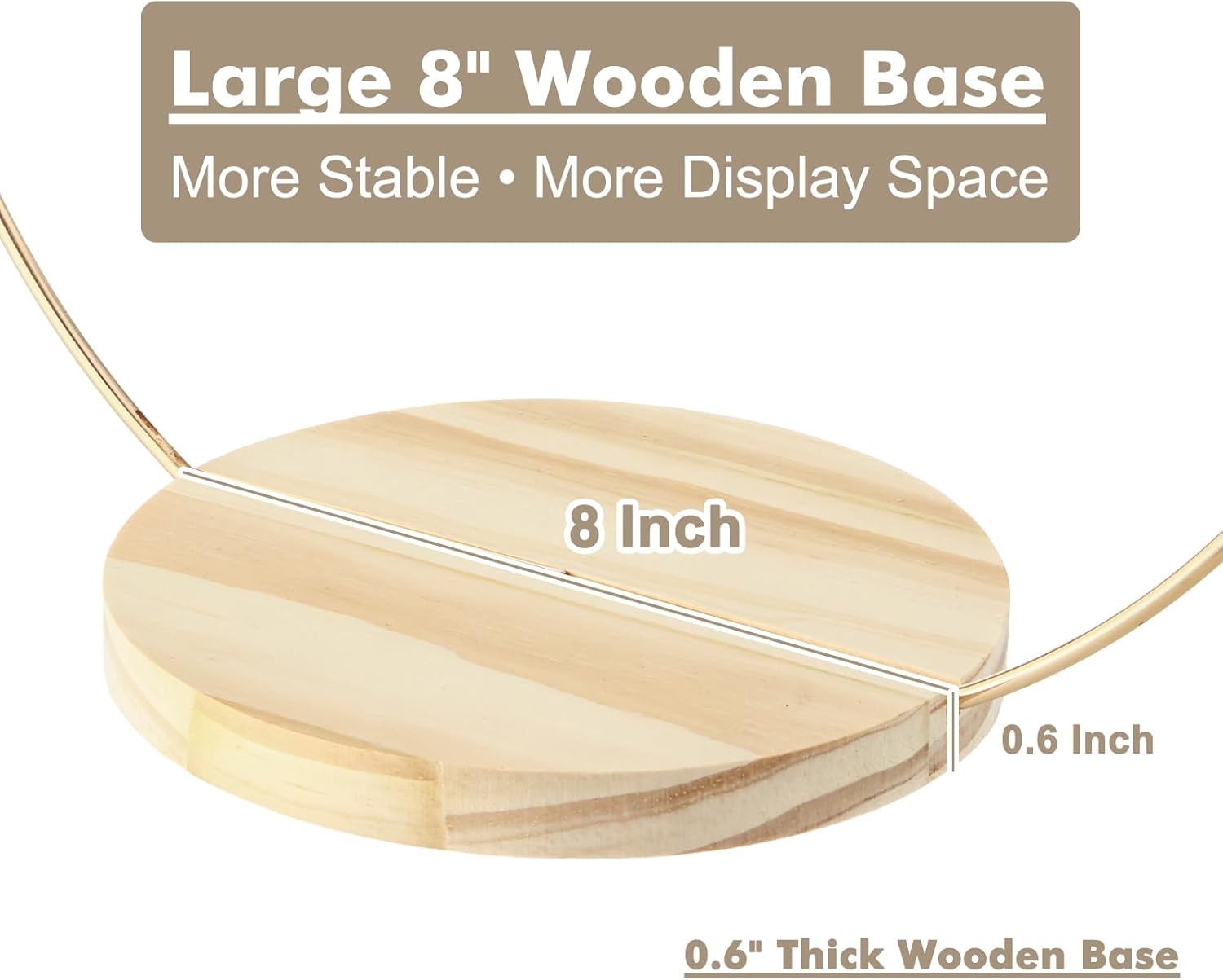 6 Pack Floral Hoop Centerpieces with Stand, 18 Inches Metal Rings for Crafts DIY Centerpieces Table Decoration with 8 Inch Large Wooden Stand Wedding Birthday Baby Shower Party Table Displays