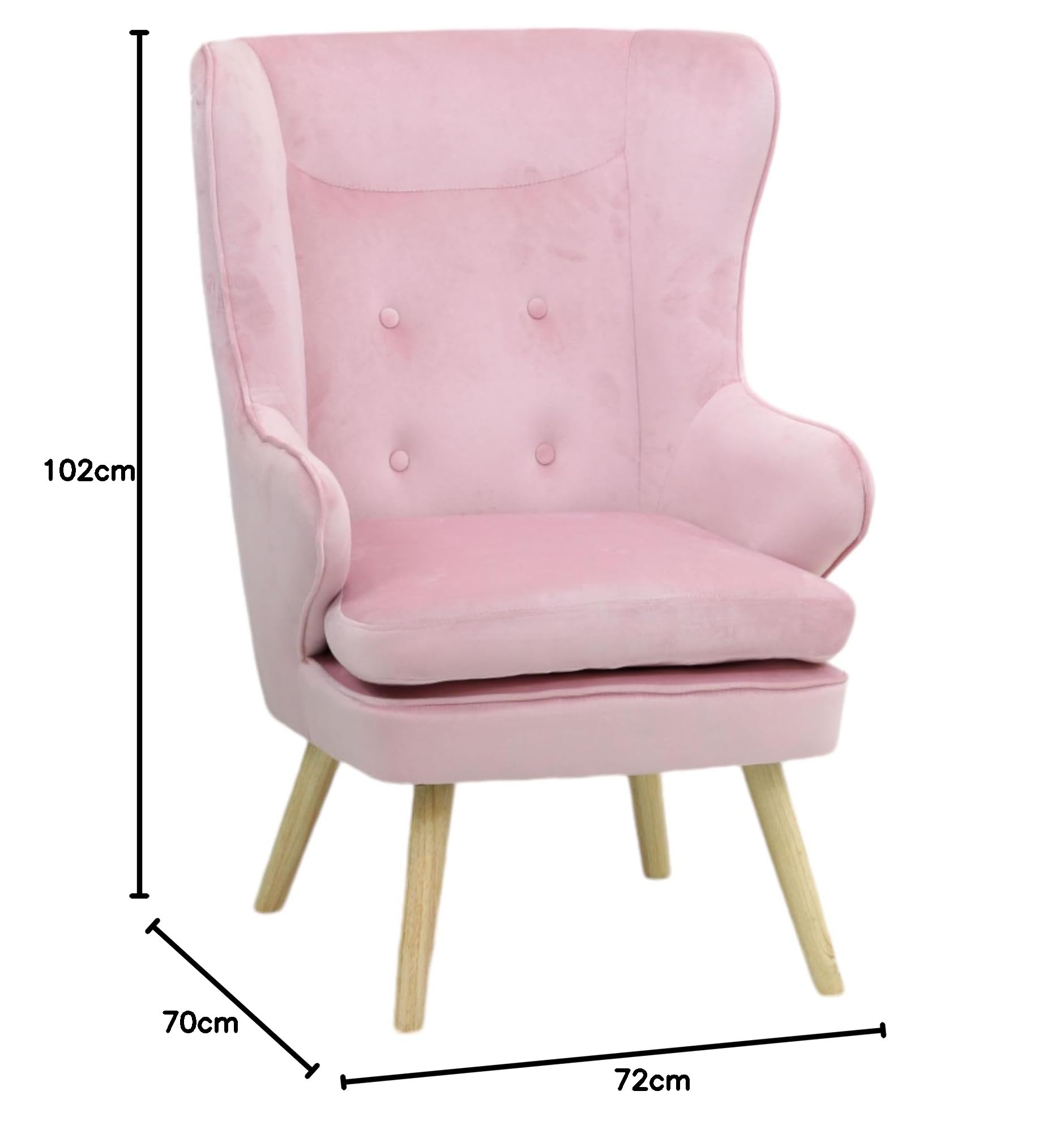 Totò Piccinni Poltrona SUSAN classica comoda con braccioli e schienale alto per un massimo Relax (Velluto Rosa)
