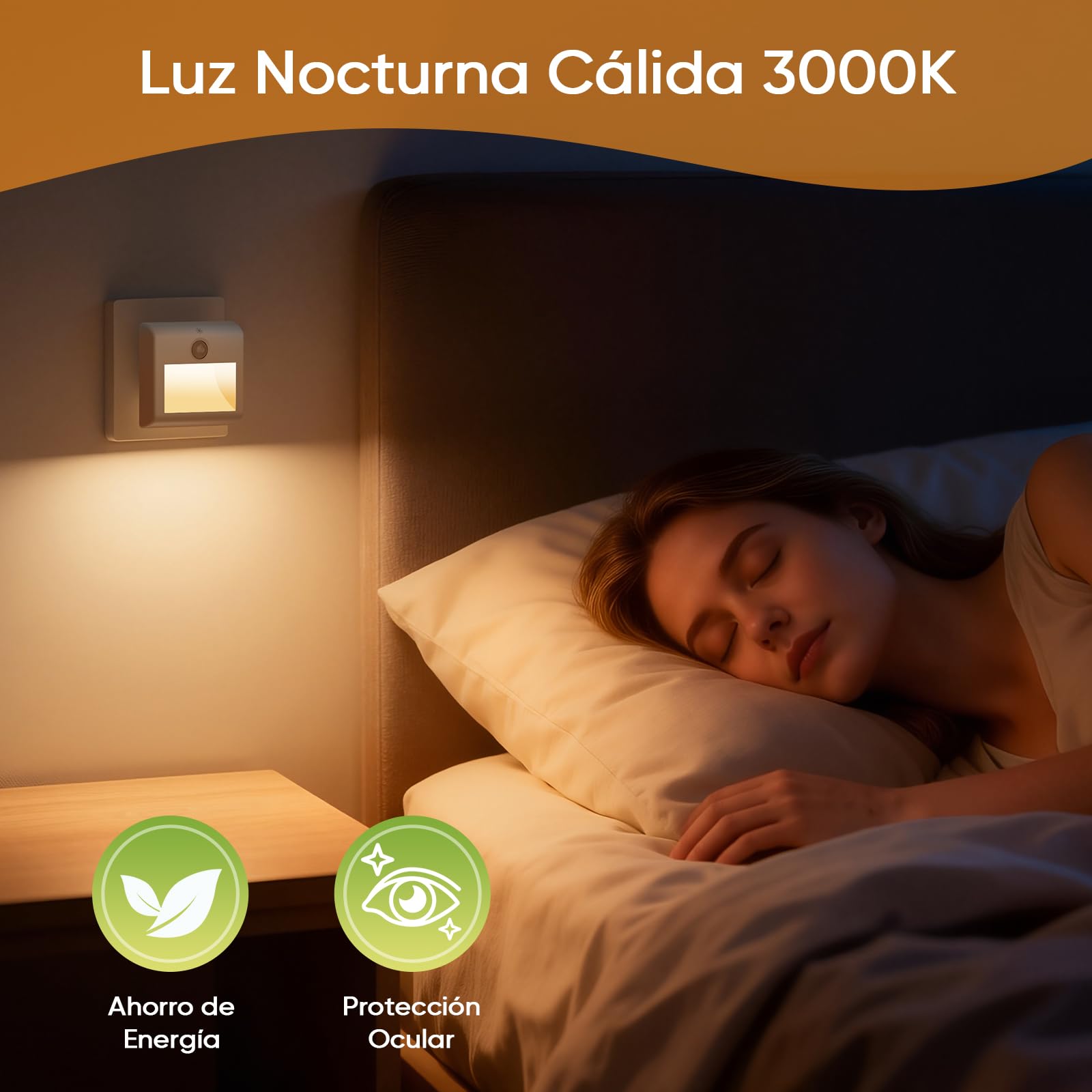 Suright Luz Nocturna con Sensor de Movimiento [2 Piezas], Luz Noche Infantil, Blanca Cálida, 3 Modos(ON/Auto/OFF), Regulable, LED Bebe Lámpara para Niños Habitación, Pasillo, Escaleras, Cocina