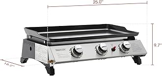 Royal Gourmet PD1300 Portable 3-Burner Propane Gas Grill Griddle,Black