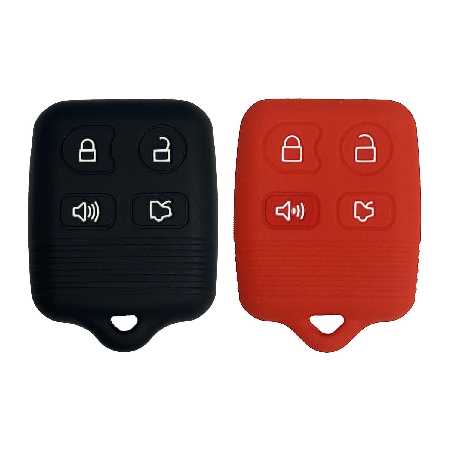 Key Fob Cover for Focus Crown: 2 Pcs 4 Buttons Remote Case Protector Fit for Ford Mustang Victoria Expedition Mercury Mountaineer Sable Grand Lincoln Town CWTWB1U212 1998 to 2016(Black+Red)