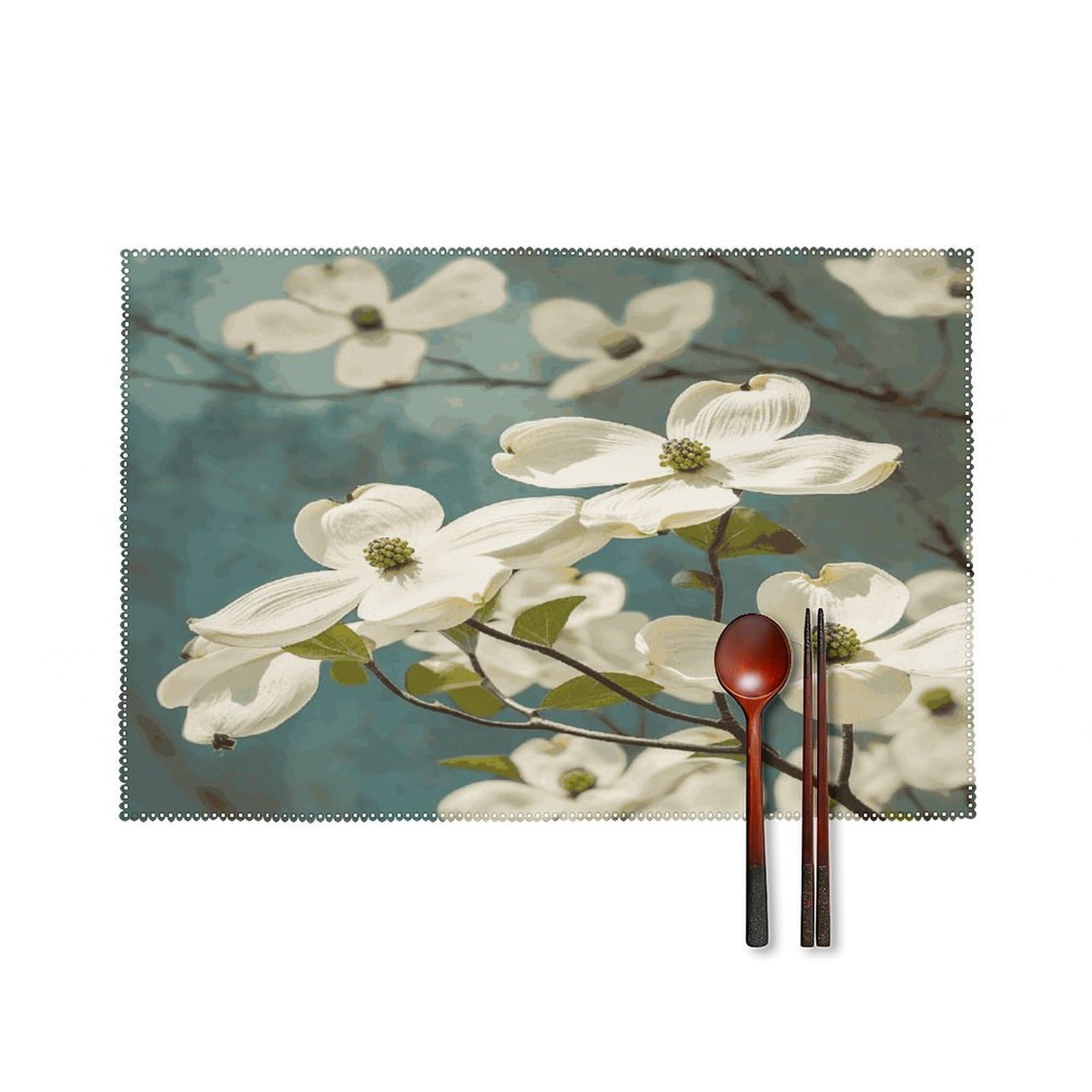 Fekiloot Style Spring Dogwood Blossoms Placemats Set Of 6,Table Mat