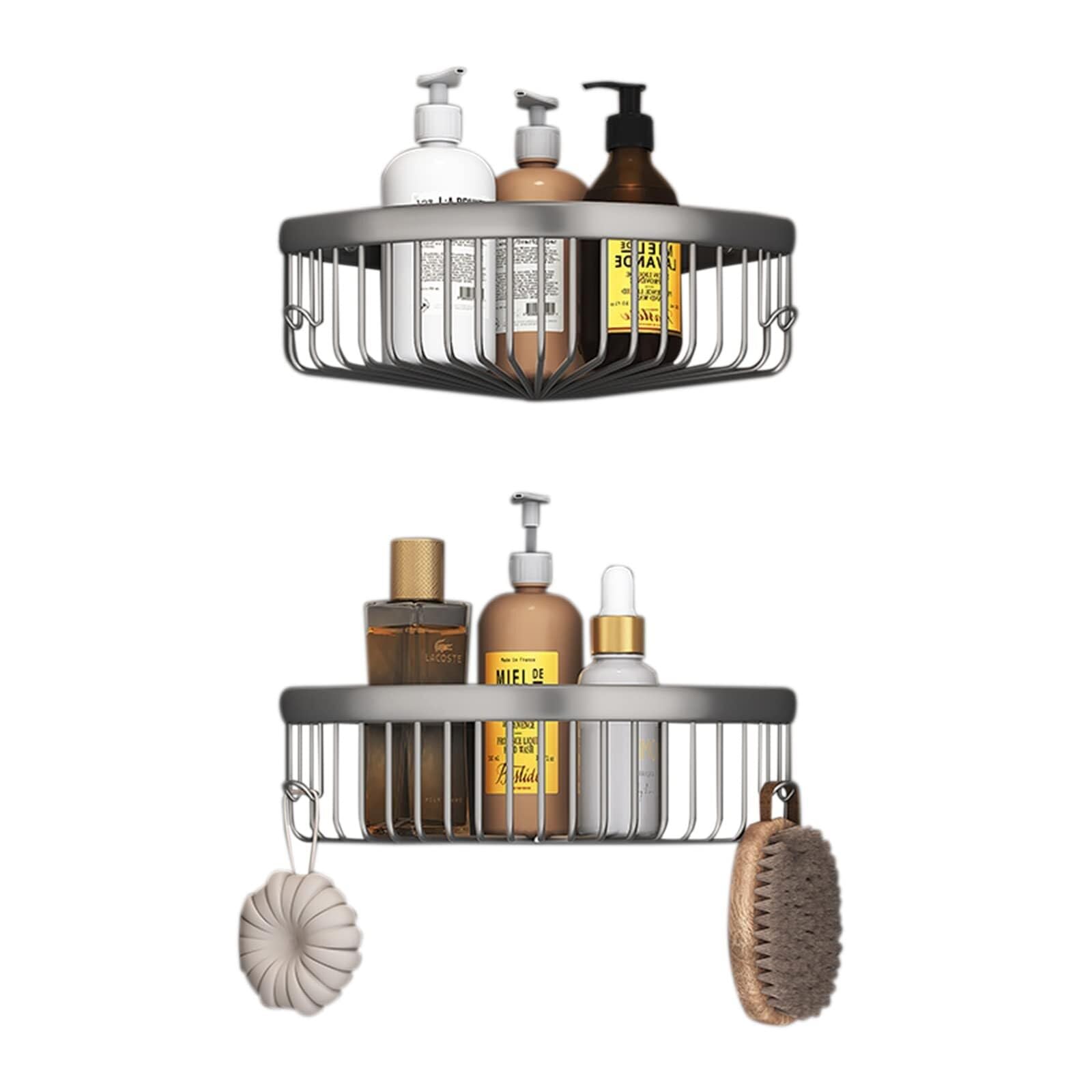 Generic Bathroom Shelves Self Adhesive Shower Shelf Corner Shower Caddy No Drilling Wall Mounted with Hook All Copper