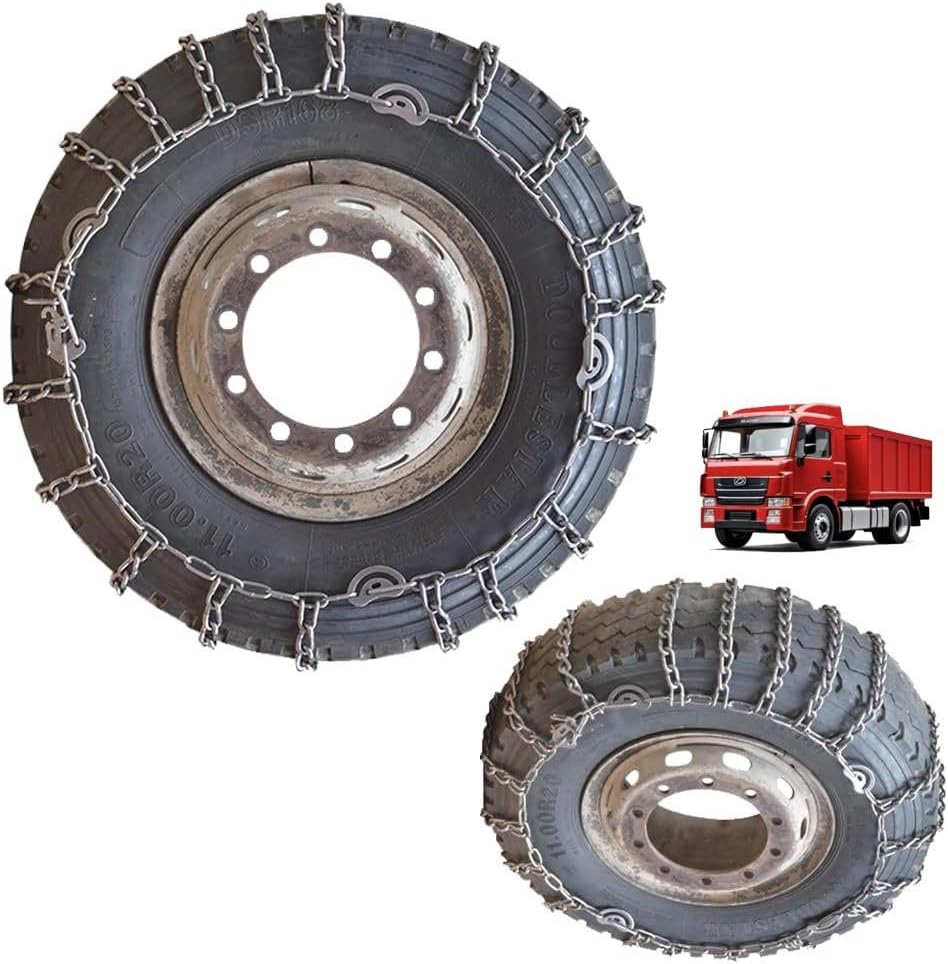 Snow Tire Chains For Cars Suv Pickup Trucks - Quick Fit AND Easy Installation, Reusable Universal Emergency Traction Snow Chains for Kinds of Trucks 8.25-20 9mm 215/75R17.5