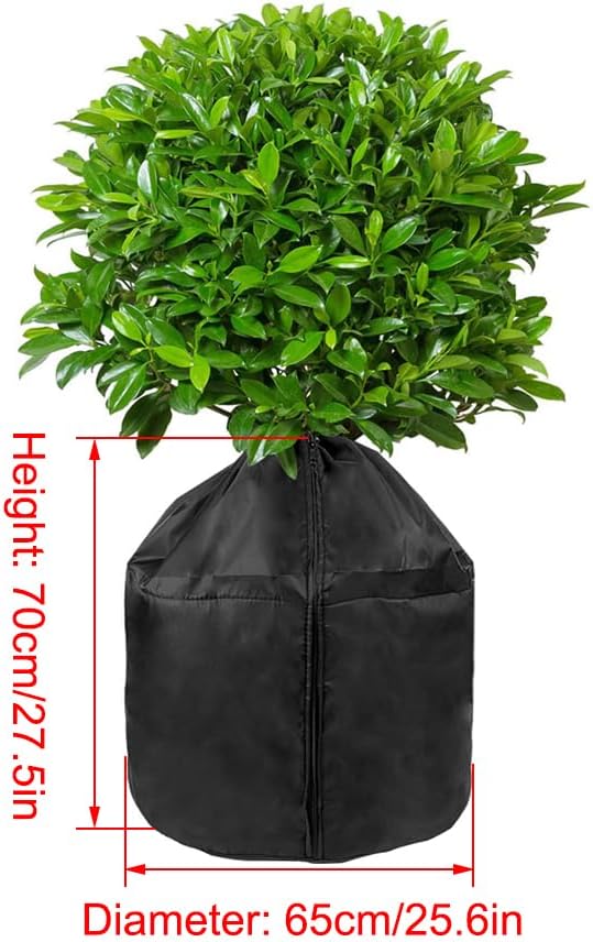 SagaSave Winter Plant Pot Covers Freeze Protection, 25.6'' x 27.5'' Reusable Garden Plant Protector for Small Trees and Shrubs (2 PCS Black)