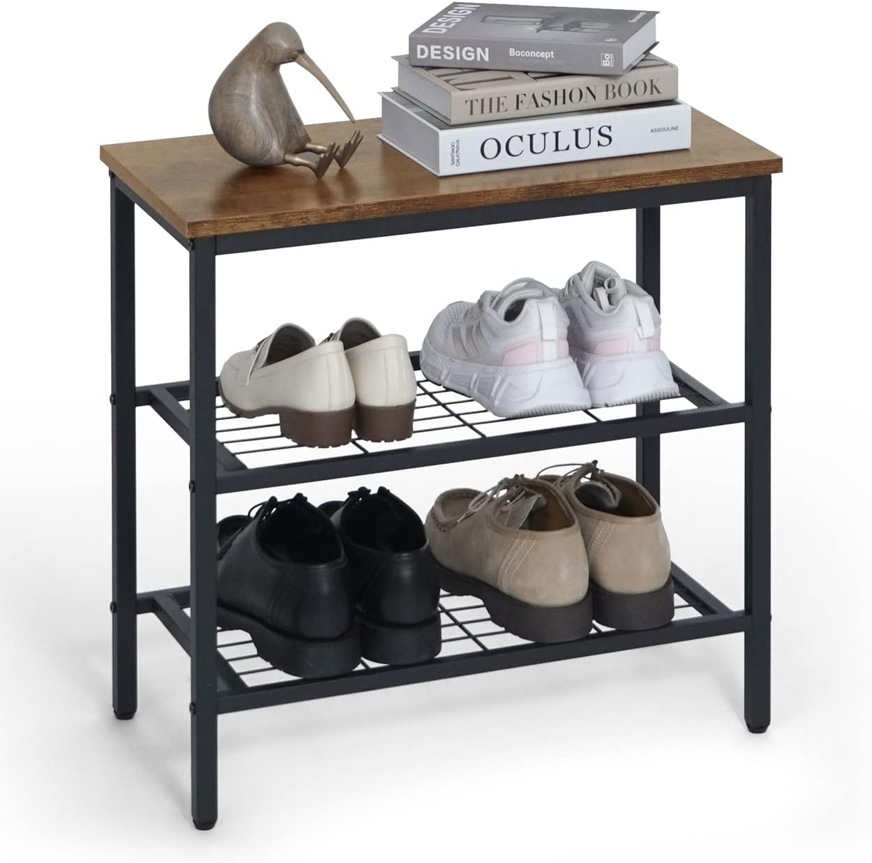 Amazon.com: CAPHAUS 3-Tier Shoe Rack for Entryway, Mudroom Shoe Bench ...