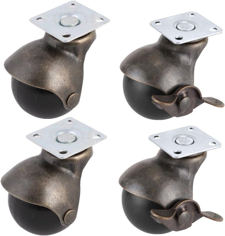 SWET Ball Caster Wheel [Set of 4] with Brakes for Furniture