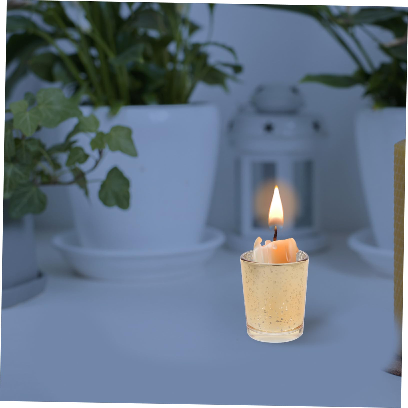 Portavelas de Cristal para Té 12 Piezas Dorado Vidrio
