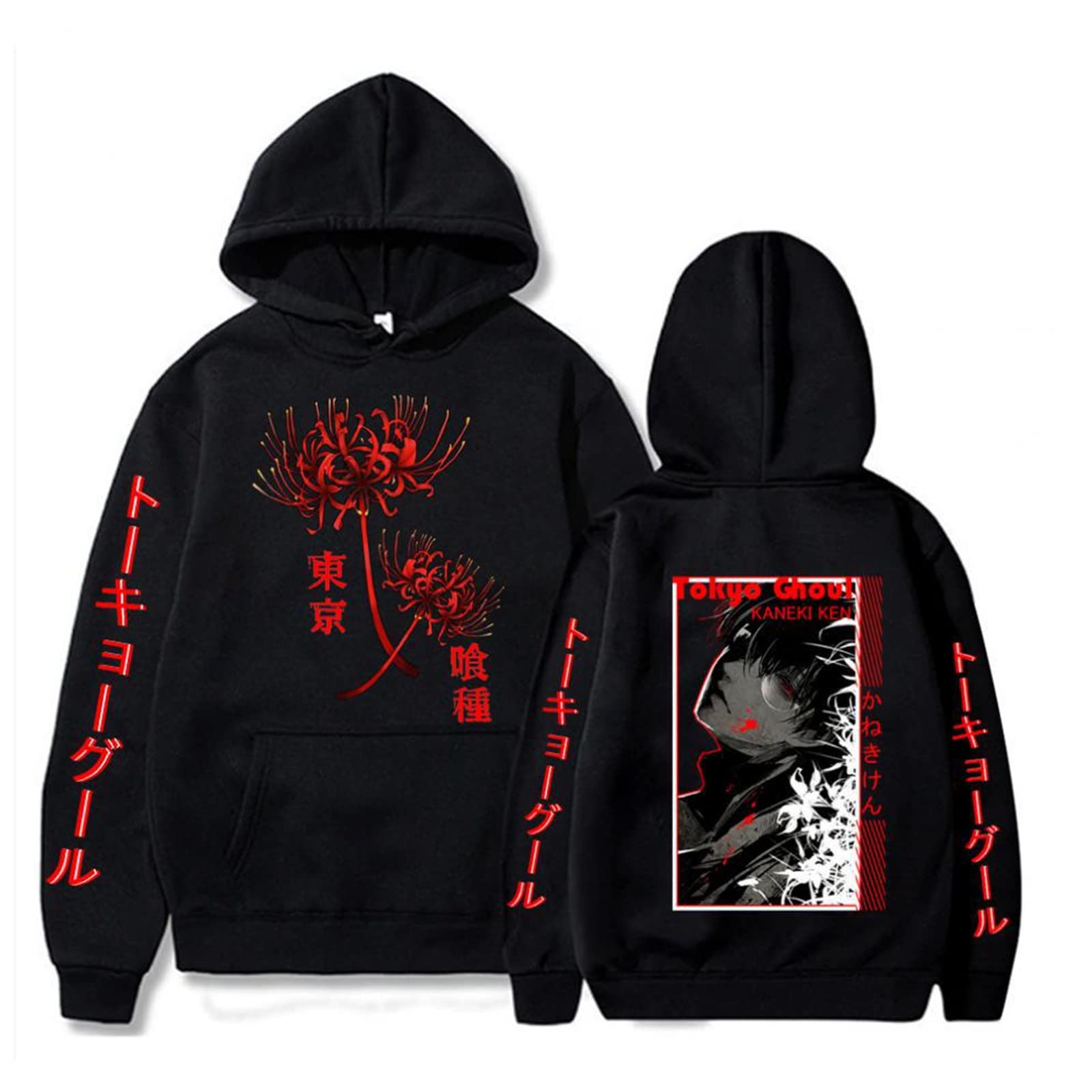 Kewing Women's # 1 Tokyo Ghoul Anime Hoodie Pullover Sweatshirt Kaneki Ken Graphic Printed Tops Casual Hip Hop Streetwear
