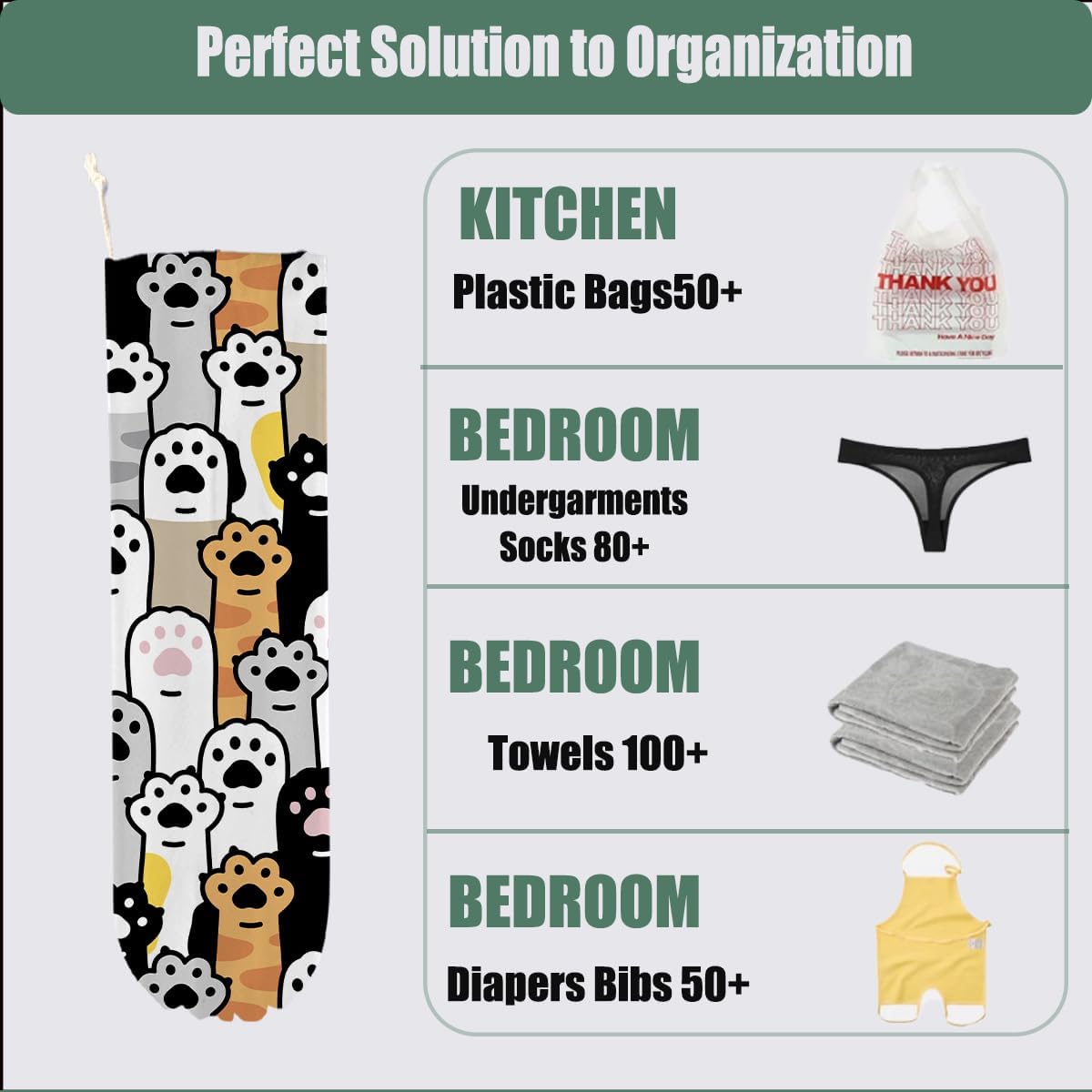 Cat Paws Grocery Bag Holder, Cute Cat Paws Gifts for Women Mom image 4