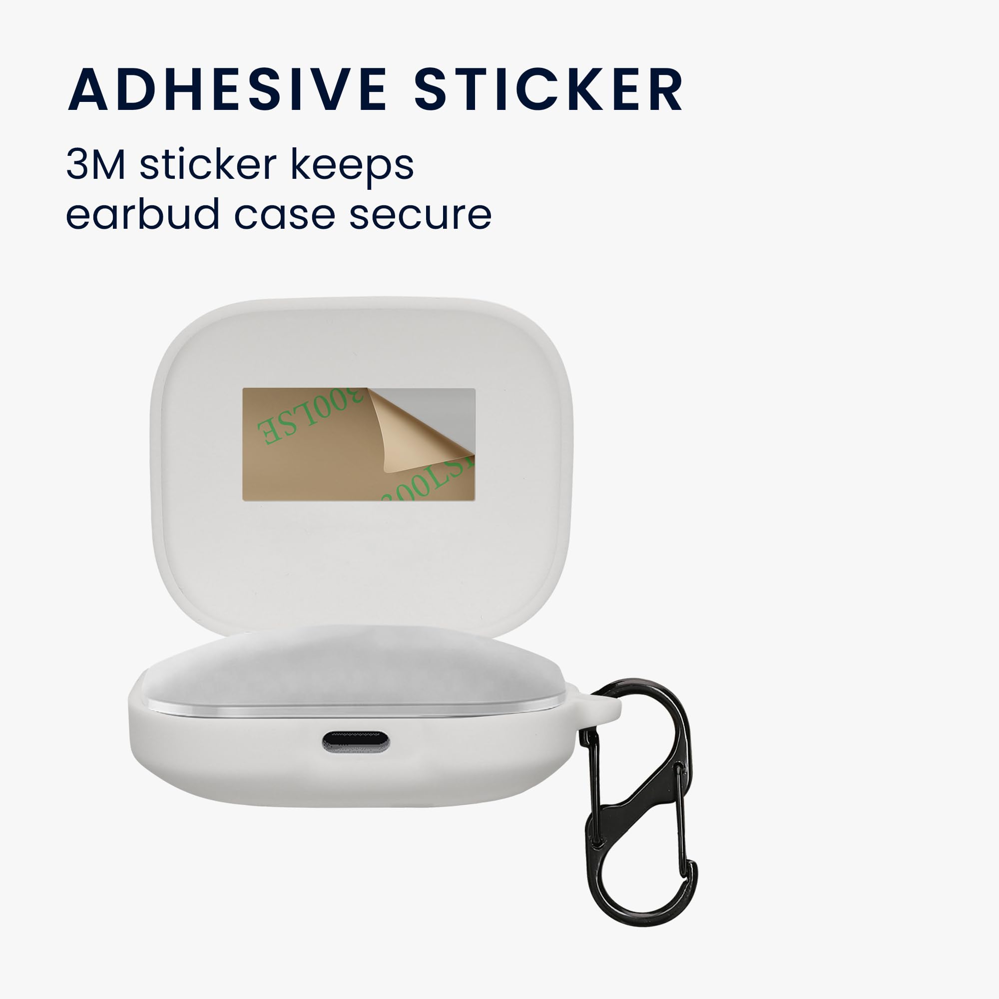 kwmobile Silicone Cover Compatible with Xiaomi Redmi Buds 5 - Case Cover Stick-On Skin with Clip - White - Image 3