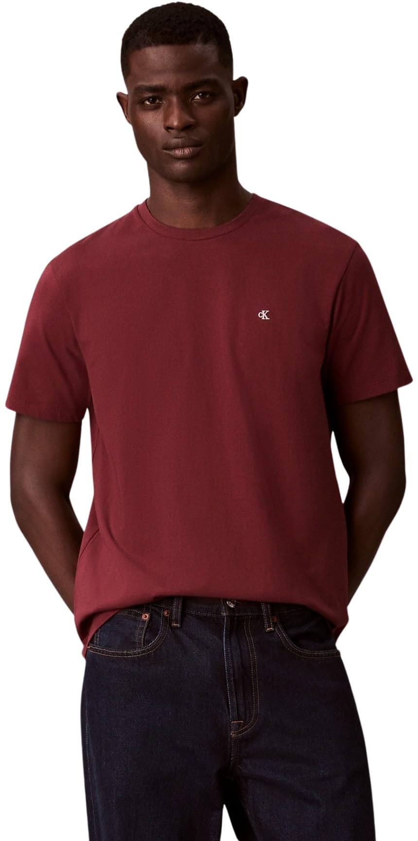 Calvin Klein Men's SS Classic Monogram TEE LV04RD254G Tees, RED (Mocha Moment), L