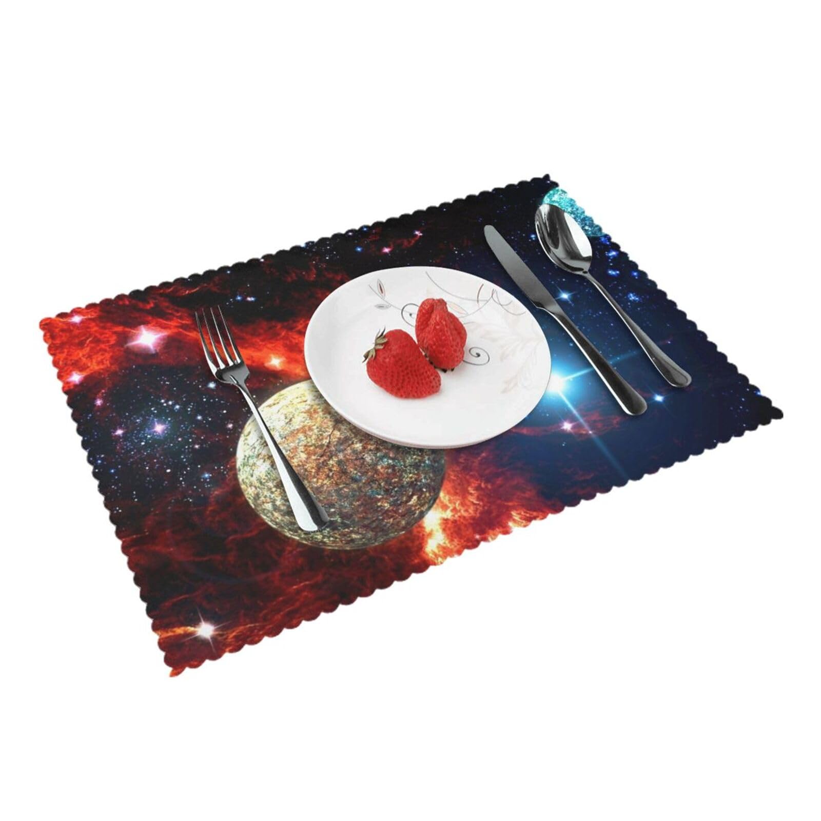 space planets Printed Placemats Set of 4 PCS Washable Placemat for Kitchen Table Heat-resistant Table Mats 45x30 CM