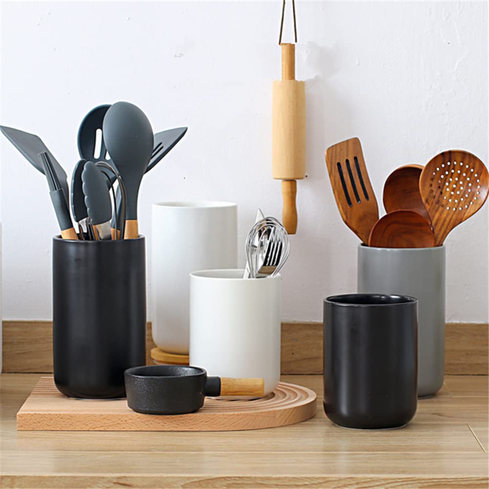 Organizer Porta Mestoli Ceramica, Portautensili da Cucina Moderno, Organizer Cucina Posate Perfetto Per Utensili da Cucina, 10.1 x 17.6 cm