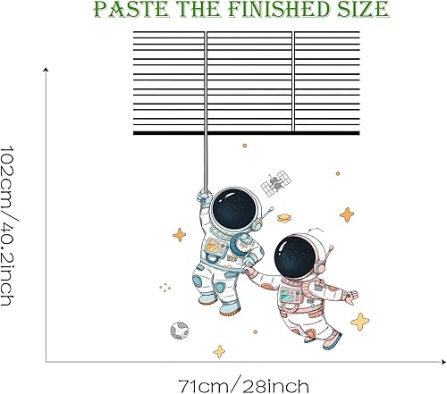 Miniatura 6 de Calcomanías de pared de vuelo de astronauta espacial, sacinora lindos amantes creativos, calcomanías de pared cósmicas, vinilo extraíble para niños,