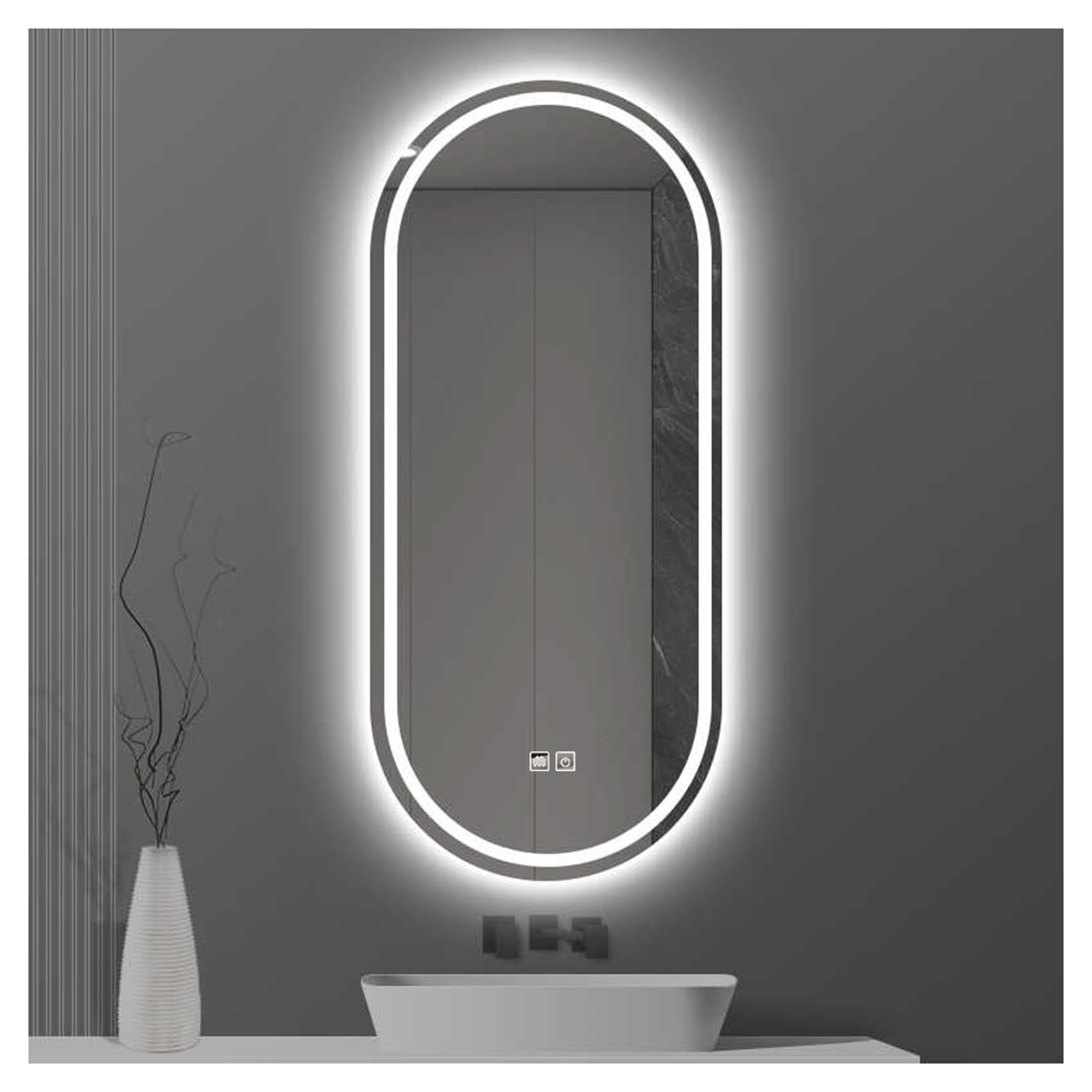 FGXHHS Bathroom Led Mirror ，Bathroom with LED Lights，LED for Bathroom，Backlit ，Backlit Lighted Makeup Mirror，with Touch Sensor/Dimming/Demister pad(A,H80*W50cm/H31.5*W19.7IN)
