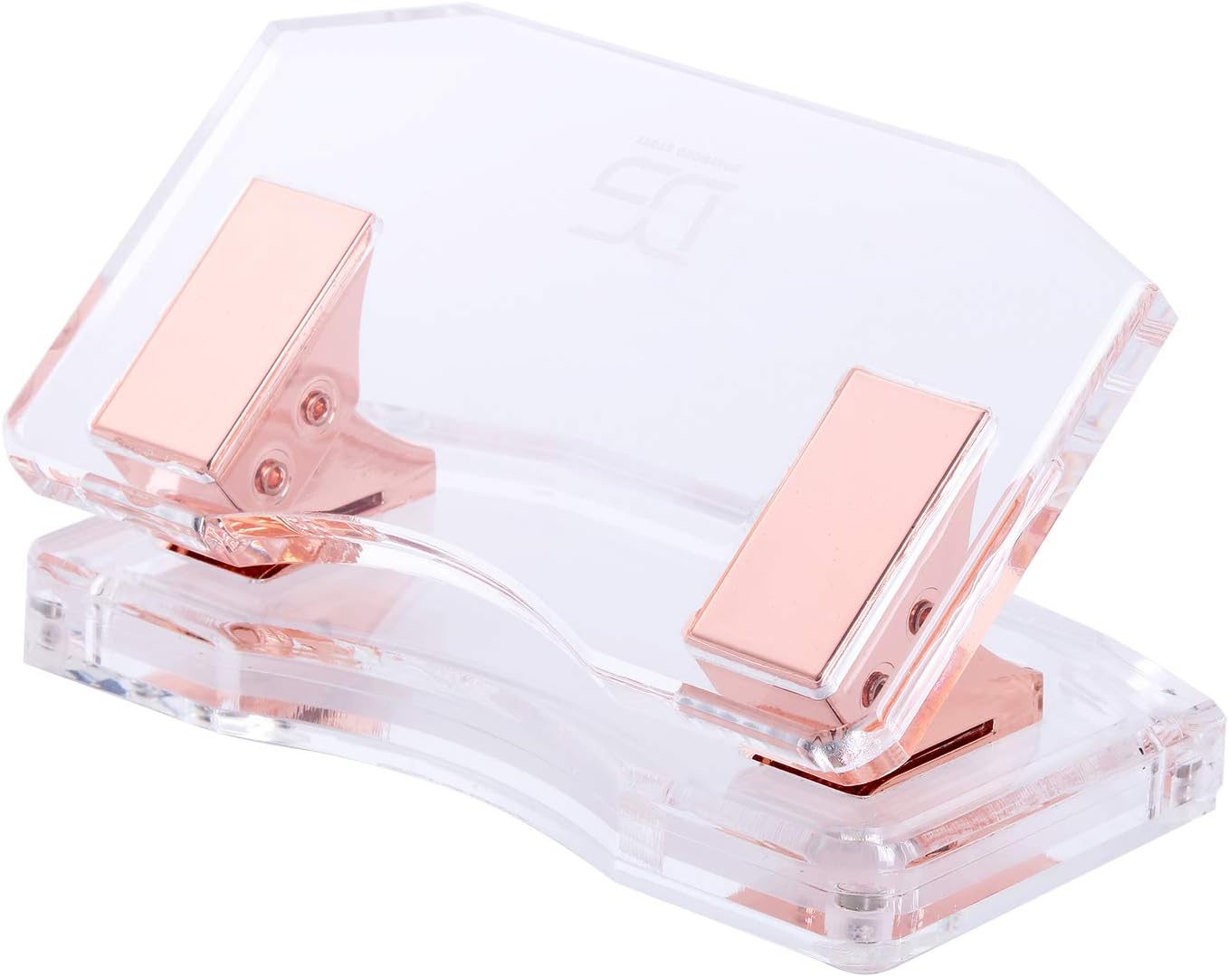 Rose Gold & Acrylic Clear 2 Holes Paper Punch by DS DRAYMOND STORY - 10 Sheets Capacity (Curved Model)
