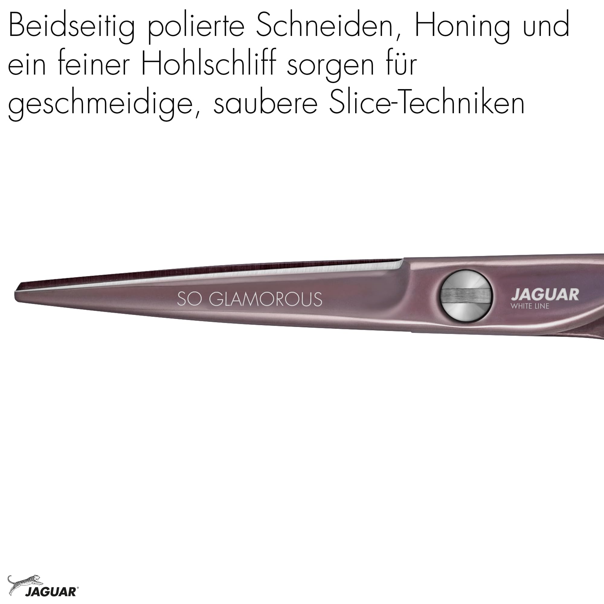 JAGUAR Nożyczki do włosów SO GLAMOROUS Offset 5,5" | Nożyczki fryzjerskie w stylu offsetowym | Antyalergiczna, innowacyjna powłoka High-Tech | Made in Germany
