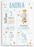 Quadretto Nascita Personalizzato In Tela - Regalo Per Neonato, Dati Custom, Cotone, 20 Mm Spessore - Foto 10