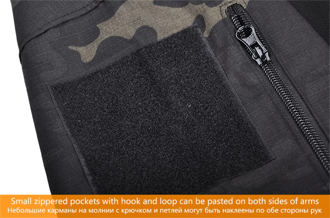 T-Shirt da Uomo tattico Militare Militare Camo1 da Arrampicata T-Shirt da Caccia Sportiva Traspirante (Pitone Nero L)