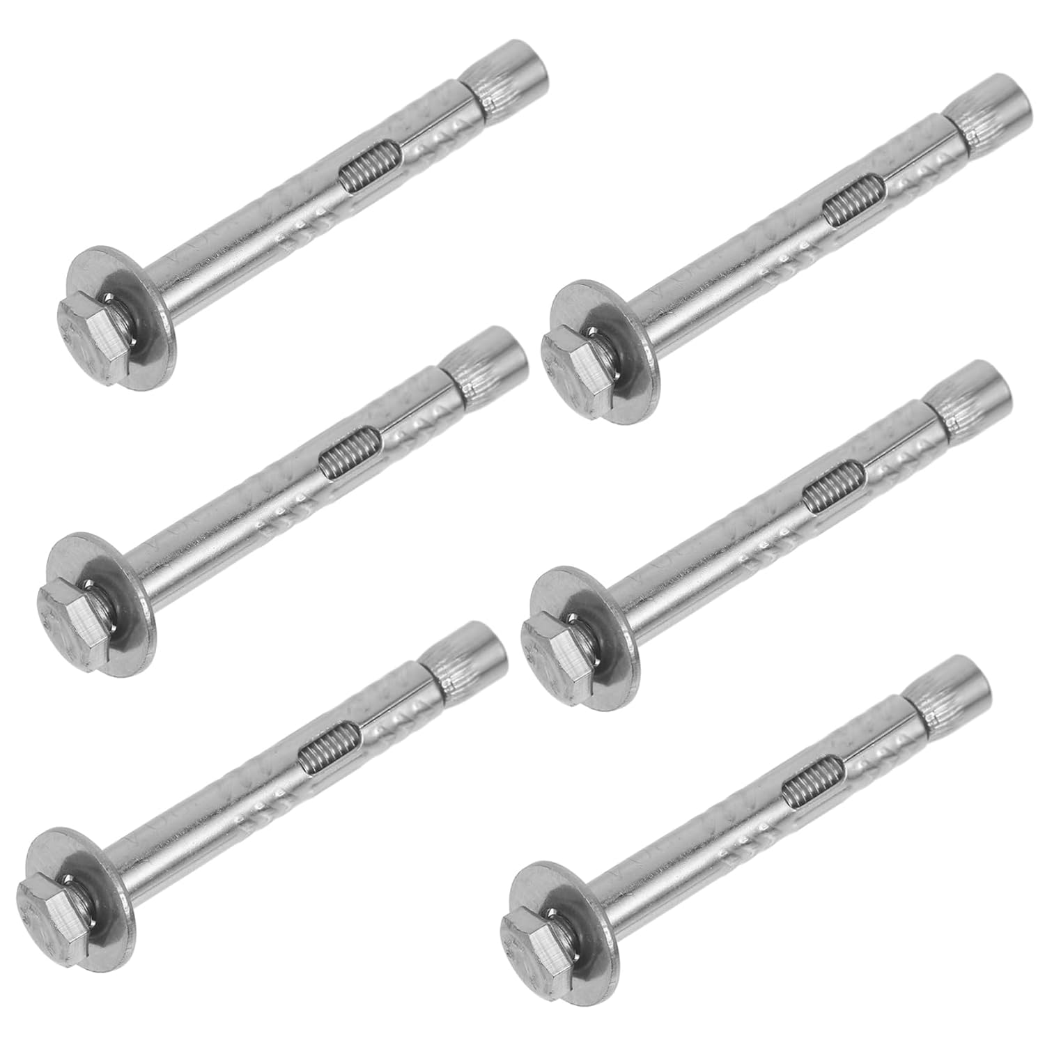 6pcs Heavy Duty M6 x 60mm Stainless Steel Expansion Screw Bolts External Nuts Sturdy Fixing Anchors for Concrete and Brick Walls
