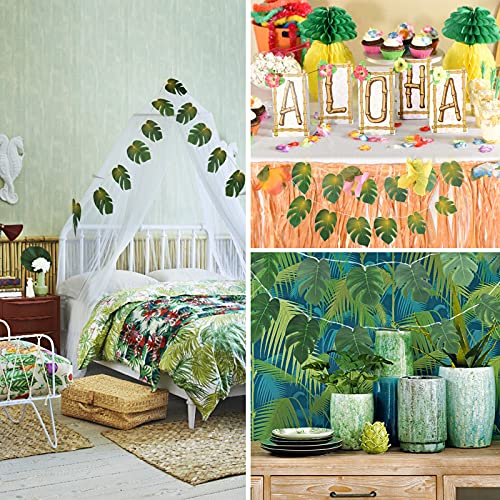 Monstera Leaf String Lights 2 Pack, 20 Led Tropical Artificial Rattan Palm Leaves Wall Hanging Vine Leaf, Summer Decoration For Outdoor Indoor Hawaiian Luau Party Jungle Beach Theme Party Decorations #TOP5