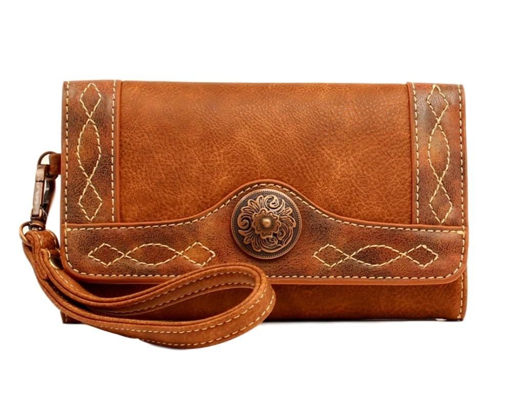 Womens Ivy Clutch Wallet with Strap Brown