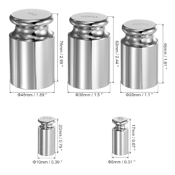 sourcing map 12pcs Calibration Weight Set 5g 10g 200g 500g 1kg M1 Precision Chrome Plated Steel for Digital Balance Scales