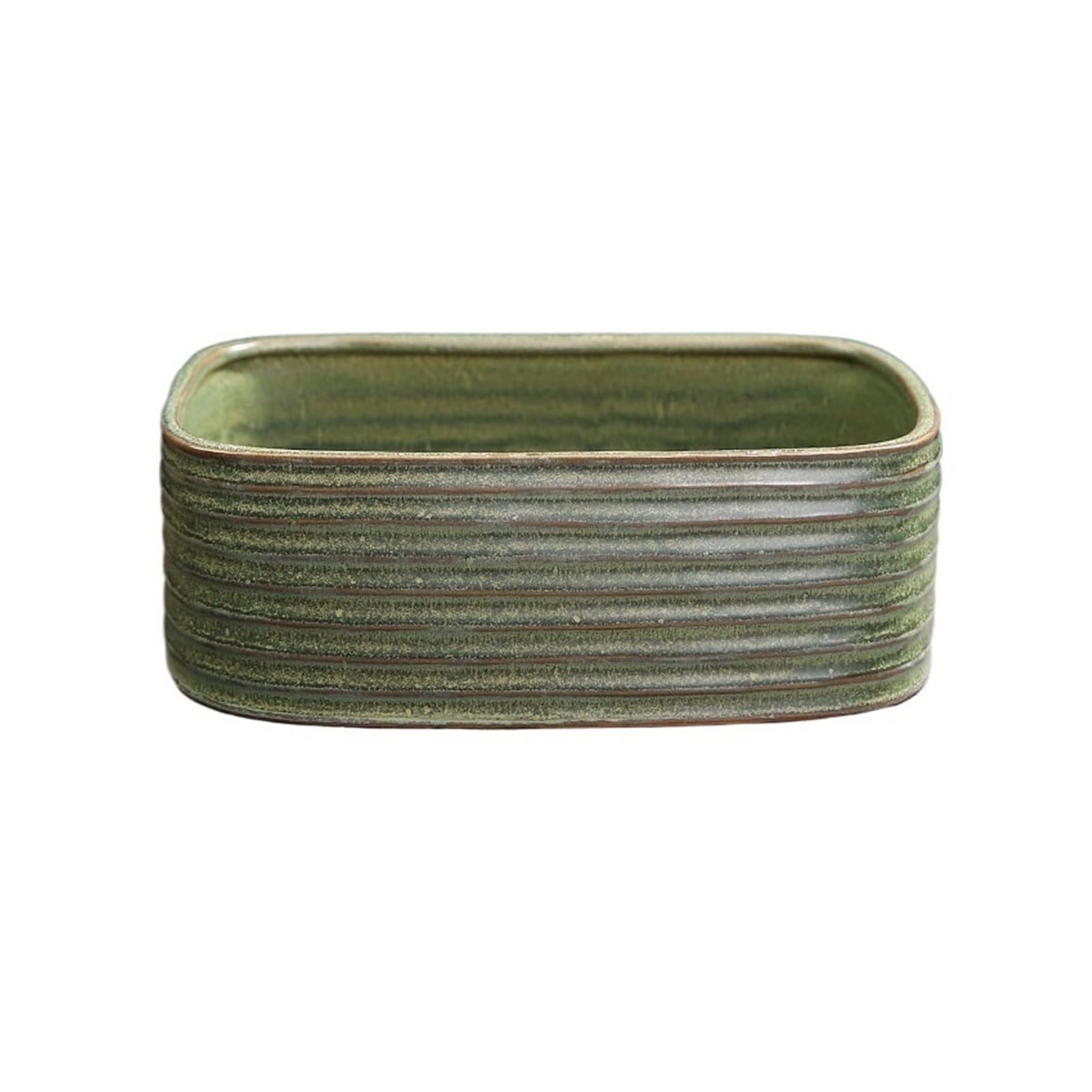 Plant Saucers Ceramic Tray Desktop Floral Saucer with lines Design