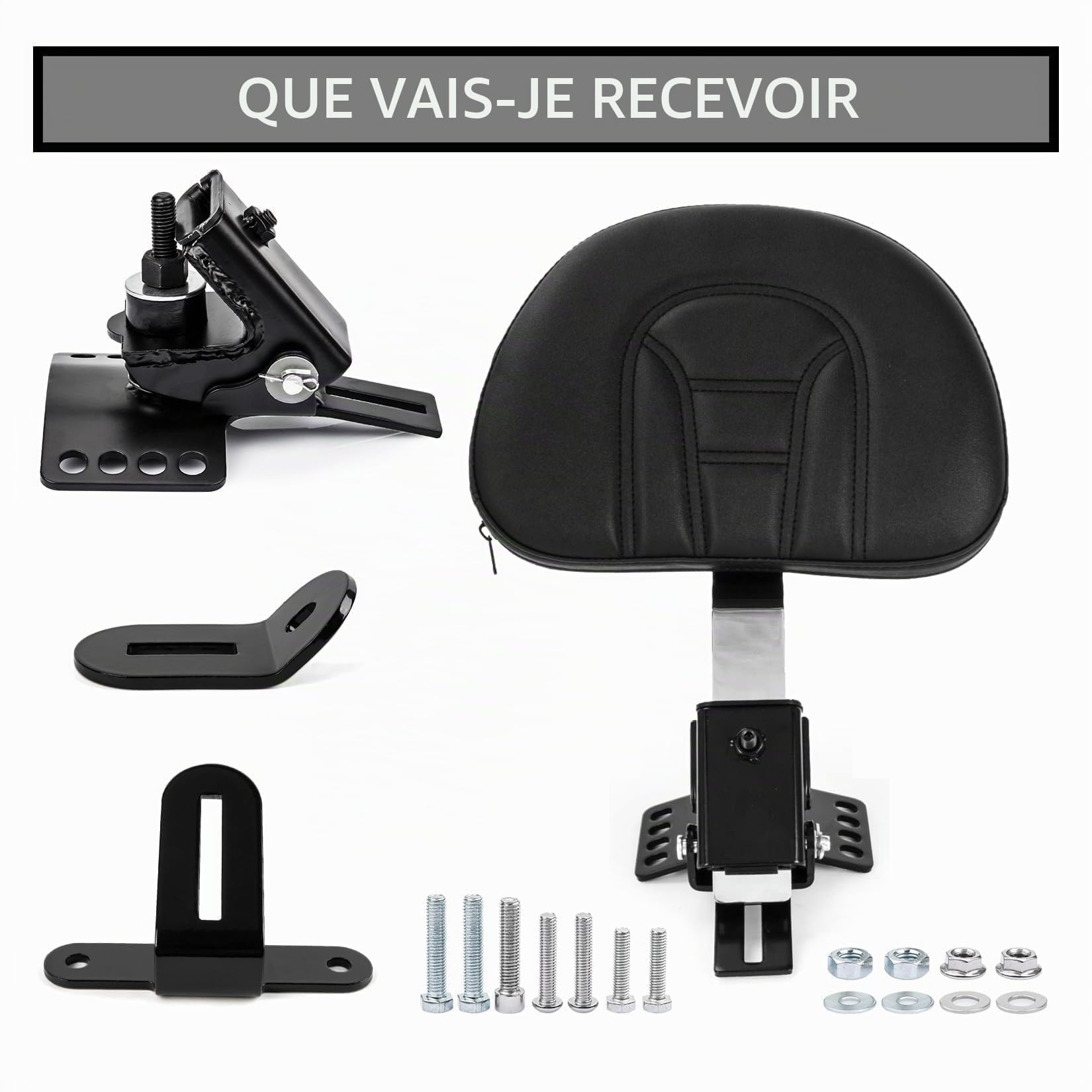 PSLER Dossier Conducteur Enfichable Coussin de Dossier Réglable pour Les Modèles Touring 1997-2022,Sissy Bar avec Une Base Fendue(Chromé)
