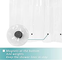Vista 2 de Mrs Awesome 60x72 forro de cortina de ducha con 6 imanes, PEVA transparente, cortina de plástico gruesa de 10 agujeros para baño, impermeable, 60 x