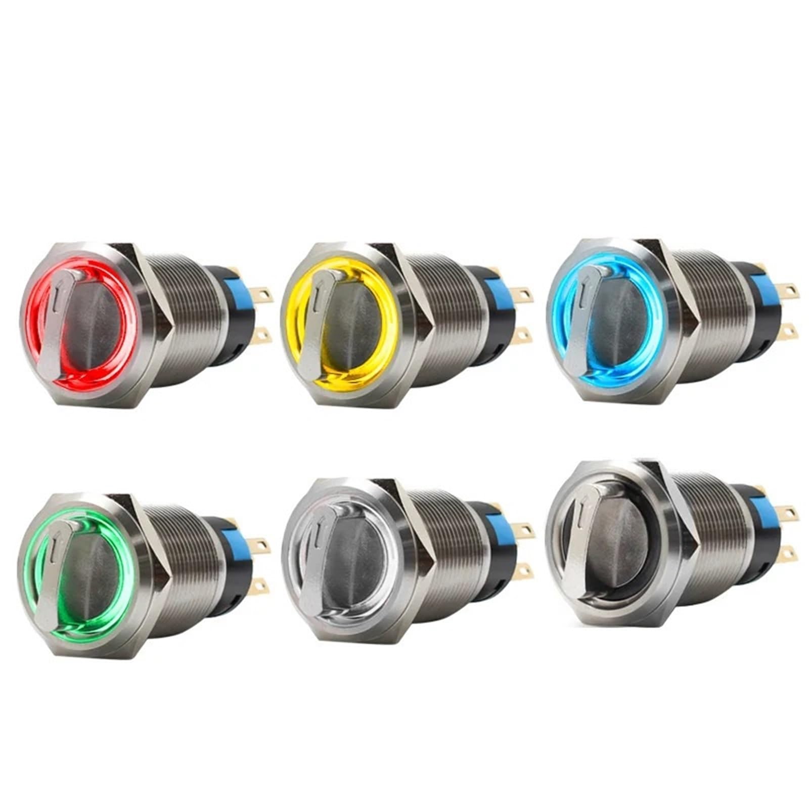Interruttore rotante selettore rotativo a 2 o 3 posizioni da 19 mm, pulsante di aggancio, accensione/spegnimento, 12 V, illuminato a LED, 1 pezzo(2 position,12V Red LED)