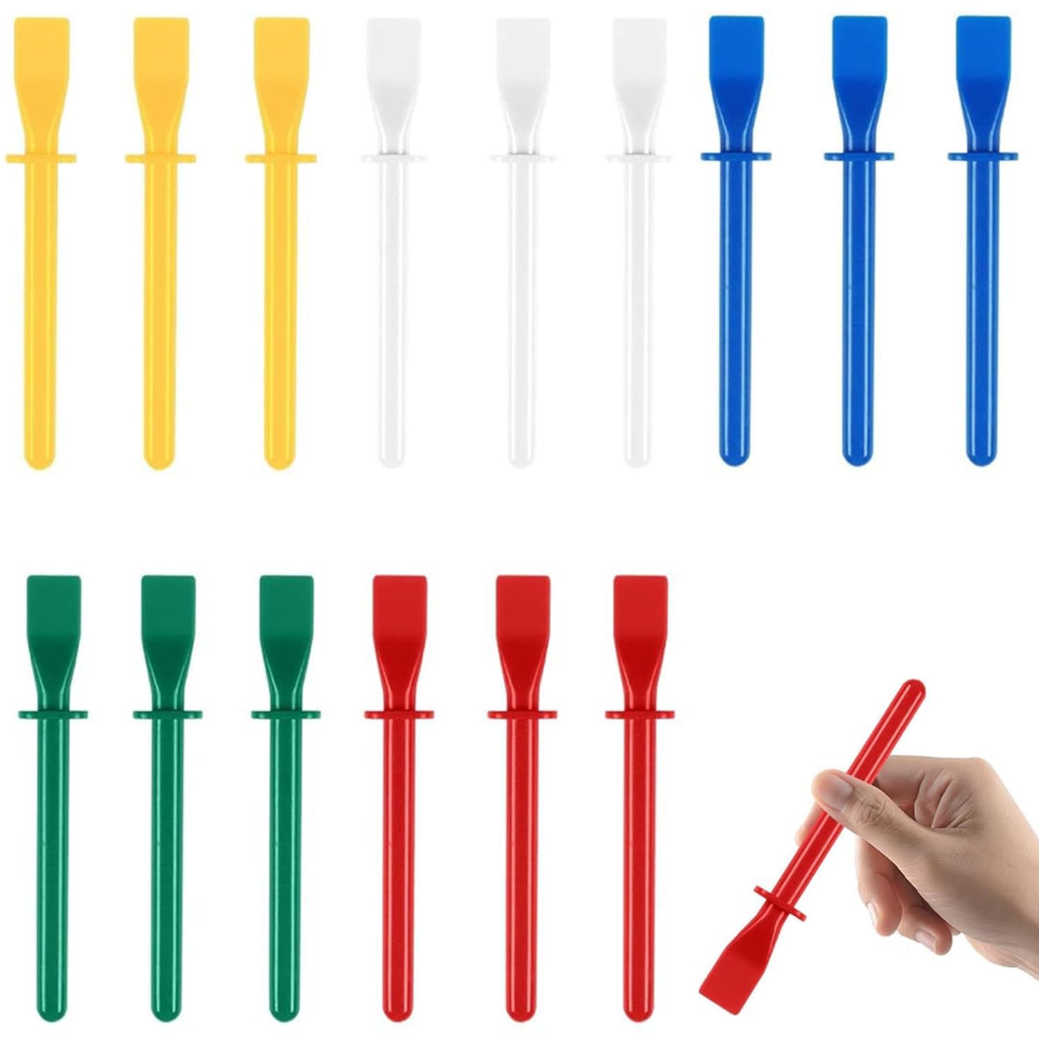 15 Pcs Spreaders, Colored Plastic Smear Sticks Applicator Spreaders DIY Art Leather Craft Tool Roller Mixed Applicator Scrapers (Assorted Color-15pcs)