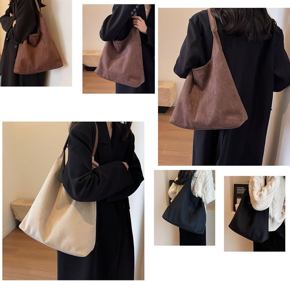 Women's Brown Suede Hobo Bag, Large Slouchy Shoulder Bag, Chocolate Brown Tote, Crossbody Handbag