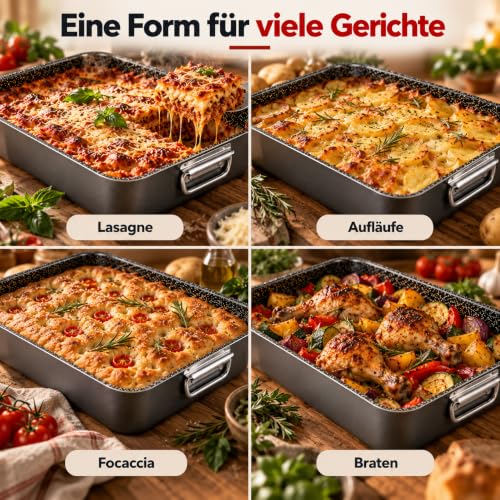 Alluflon Tradition Italy Lasagneform, Aluminium, schwarz, 42 x 29,5 x 7,5 cm – Ansicht 6