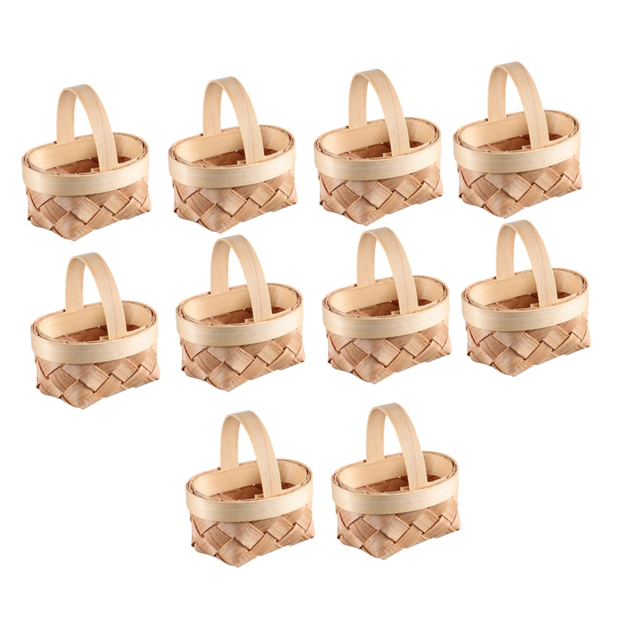 HOMSFOU 10 Pezzi Di Trucioli Di Legno Cestino Piccolo Cestino Portaoggetti Cestini Intrecciati Mini Cestino Di Vimini Bomboniera Cestino Cestino In Miniatura Decorazioni Di Nozze Mini