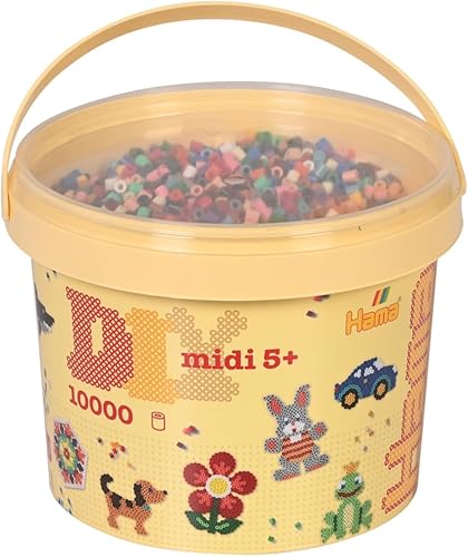 Miniatura 2 de Hama Perlen 180-67 Ironing Beads in Bucket No. 180 with Approx. 10,000 Colourful Midi Craft Beads with Diameter 5 mm in Solid Colours Mix,