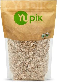 Yupik Organic Barley Flakes 2.2 lb - Non-GMO Vegan Kosher Rolled Grains, High Fiber Iron, Oat Alternative for Cereals Baking