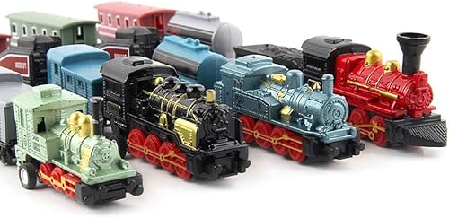 Miniatura 2 de Exasinine Juego de 4 modelos de tren de vapor con locomotora de metal fundido a presión para exhibir o jugar, ideal para decoración del hogar y