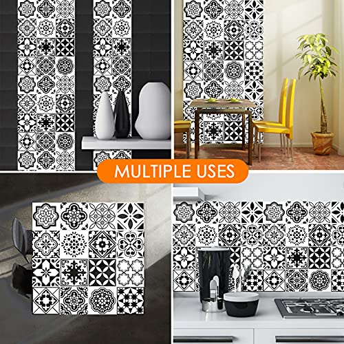 Mural Stickers Autocollants de Carreaux, 64 Feuilles Imperméables Carreau de Ciment Adhesif Mural Sticker Autocollant de Carrelage pour Cuisine, Salle de Bain Maison (15X15CM, 64Pcs)