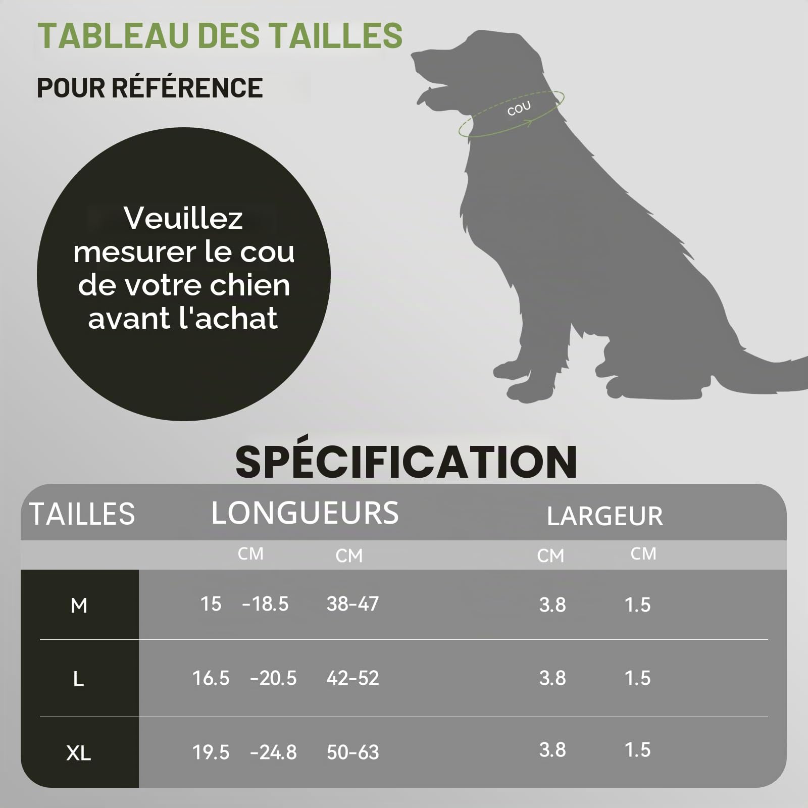 AirTag Tactical Dog Collar JIARUI Collier Tactique pour Chien avec Poignée, Collier Étanche Airtag pour Chien, Collier Épais Réglable (Noir, M(15"-19"))