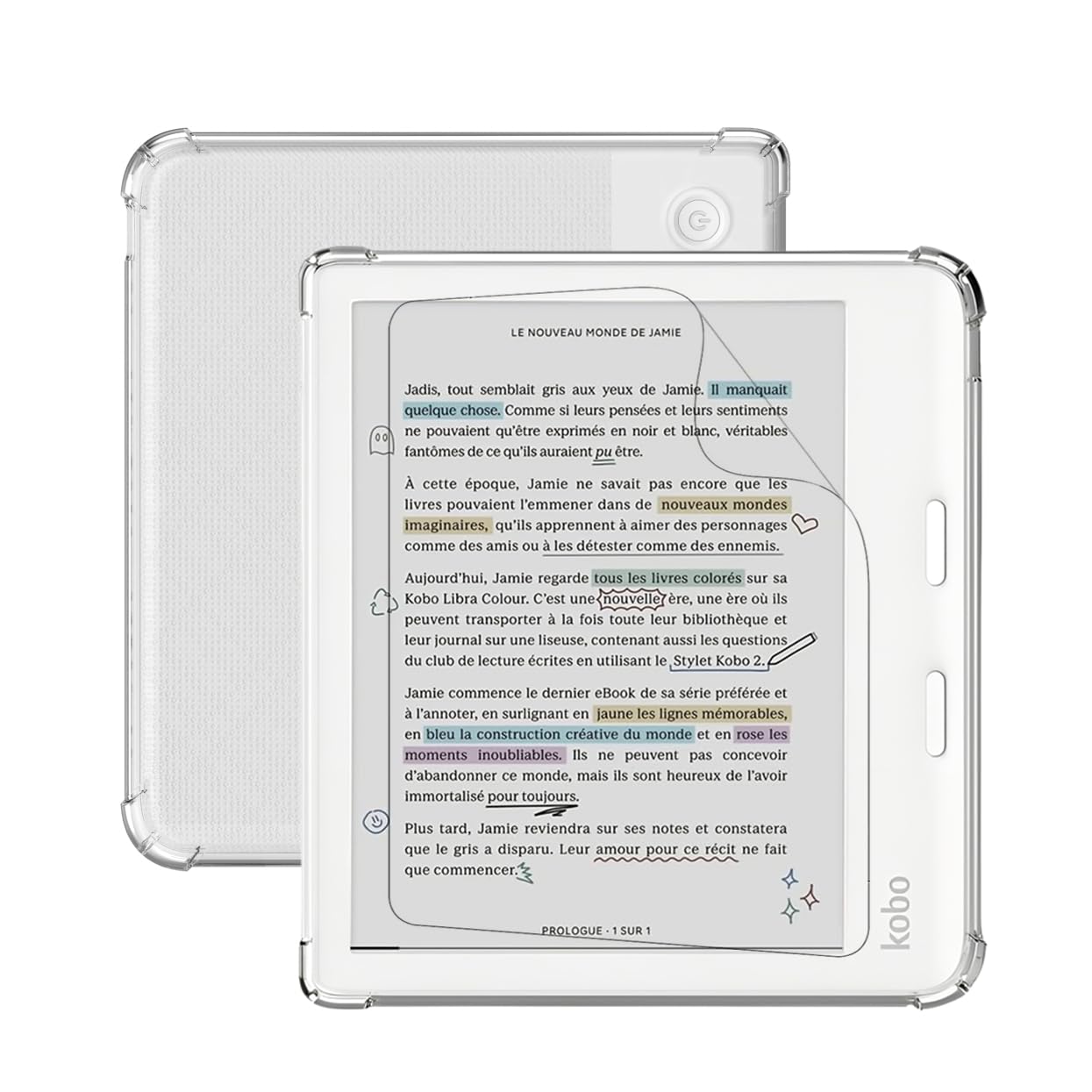 Zcooooool Case for Kobo Libra Colour (Not for Libra 2) Reinforced Corners 7 Inch Cover/Libra Colour Case Transparent-image-43