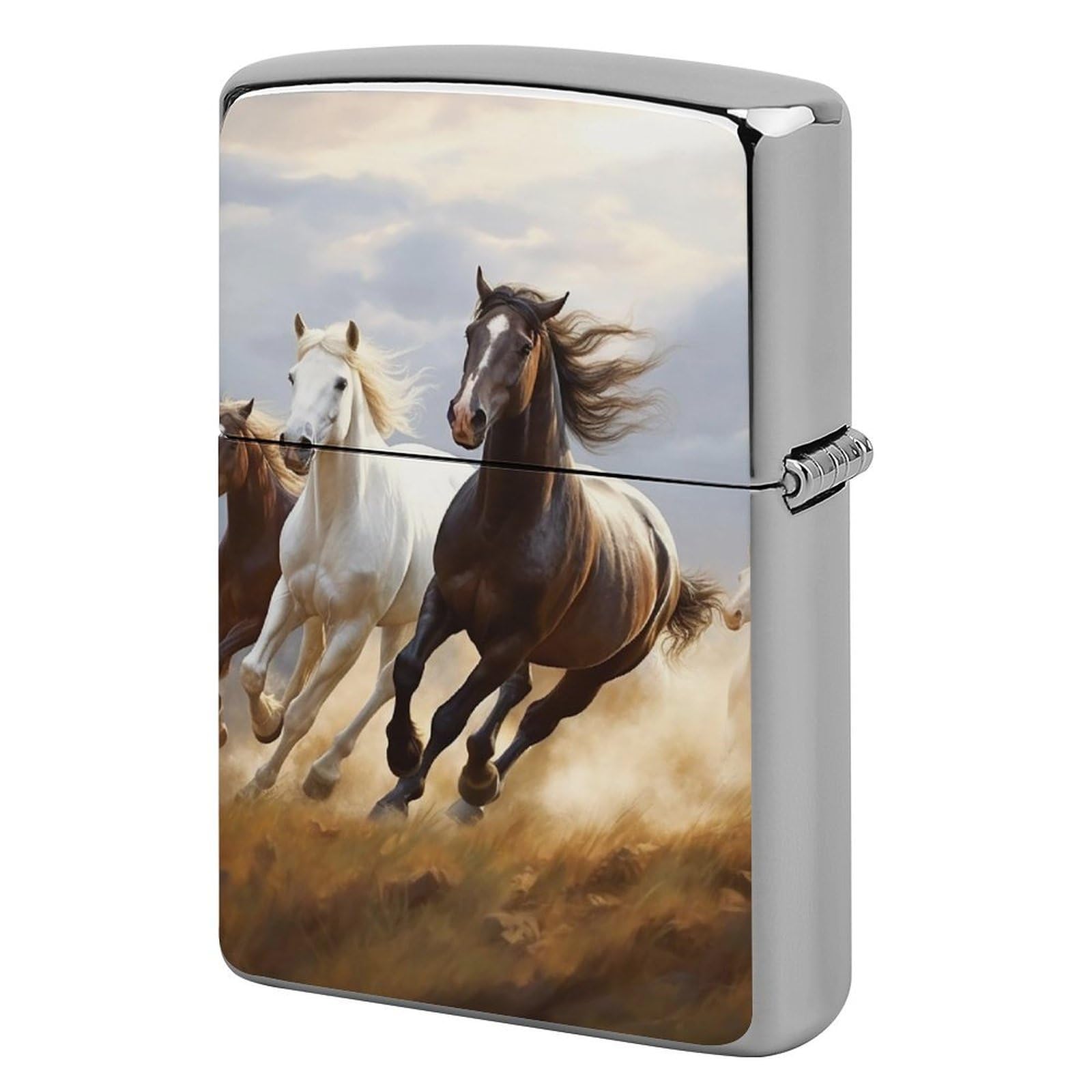 Horses Running Art Lighter Case for Men, Personalized Lighter Cover for Valentine's Day Gifts, Flip-Top Lighters Shell for Outdoor, Portable Lighters Protective Sleeve